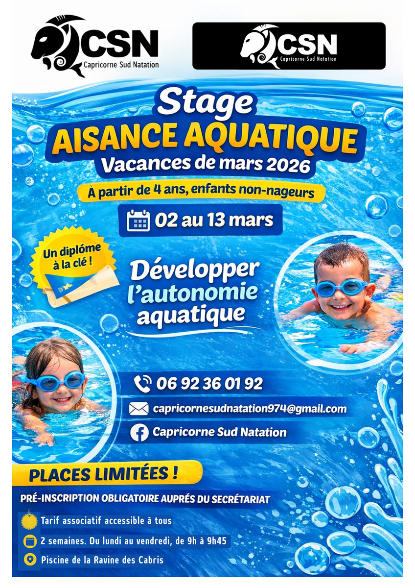 Stage Aisance Aquatique Mars 2026
