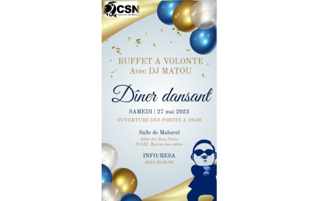 Dîner dansant samedi 27 mai 2023 annulé